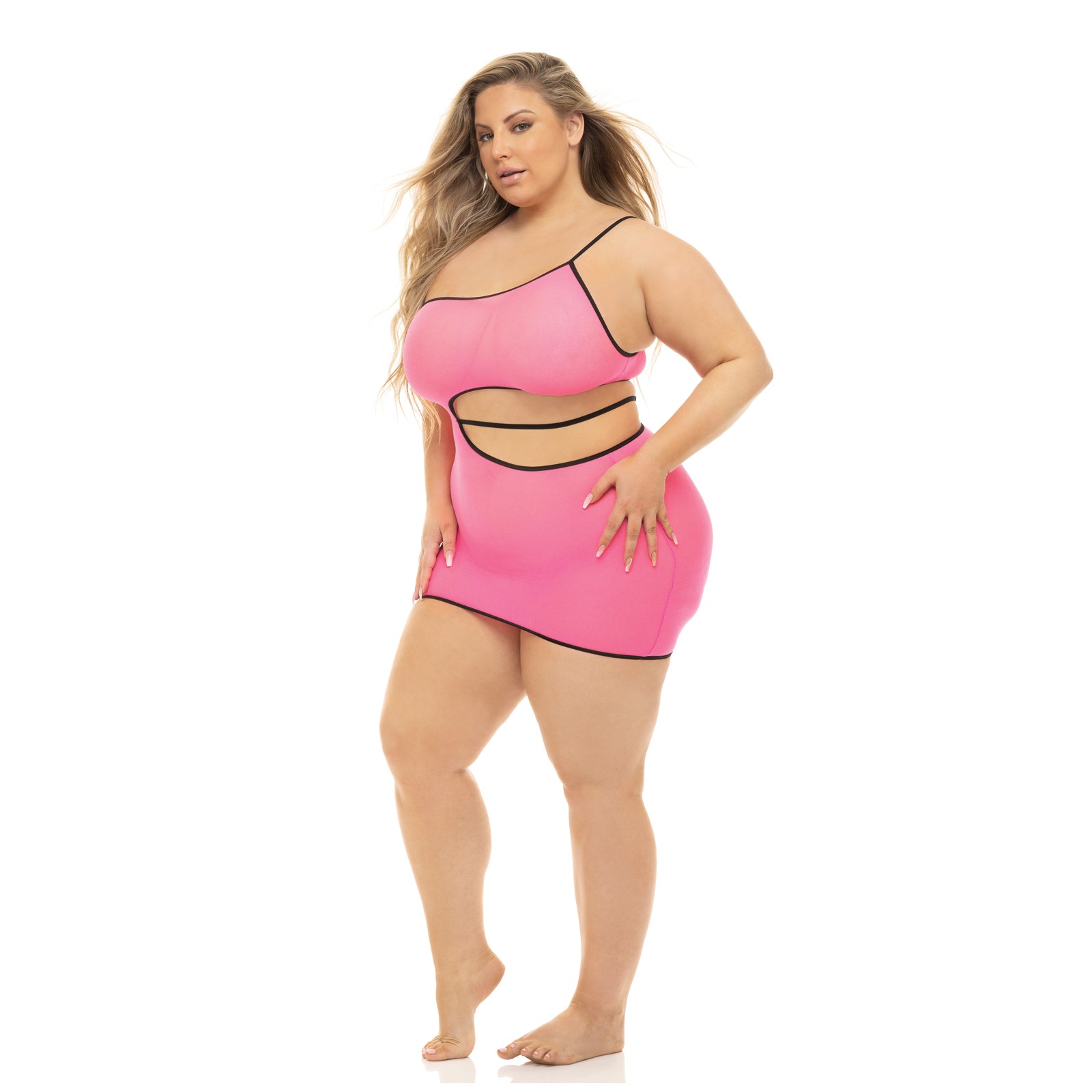 Neon Pink Cut-Out Dress for Queens