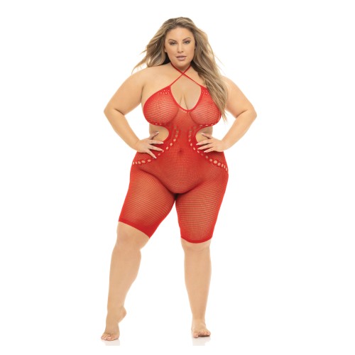 Pink Lipstick Bodystocking Relleno Rojo QN