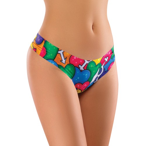 Mememe Pride Hearts Printed Thong - LG