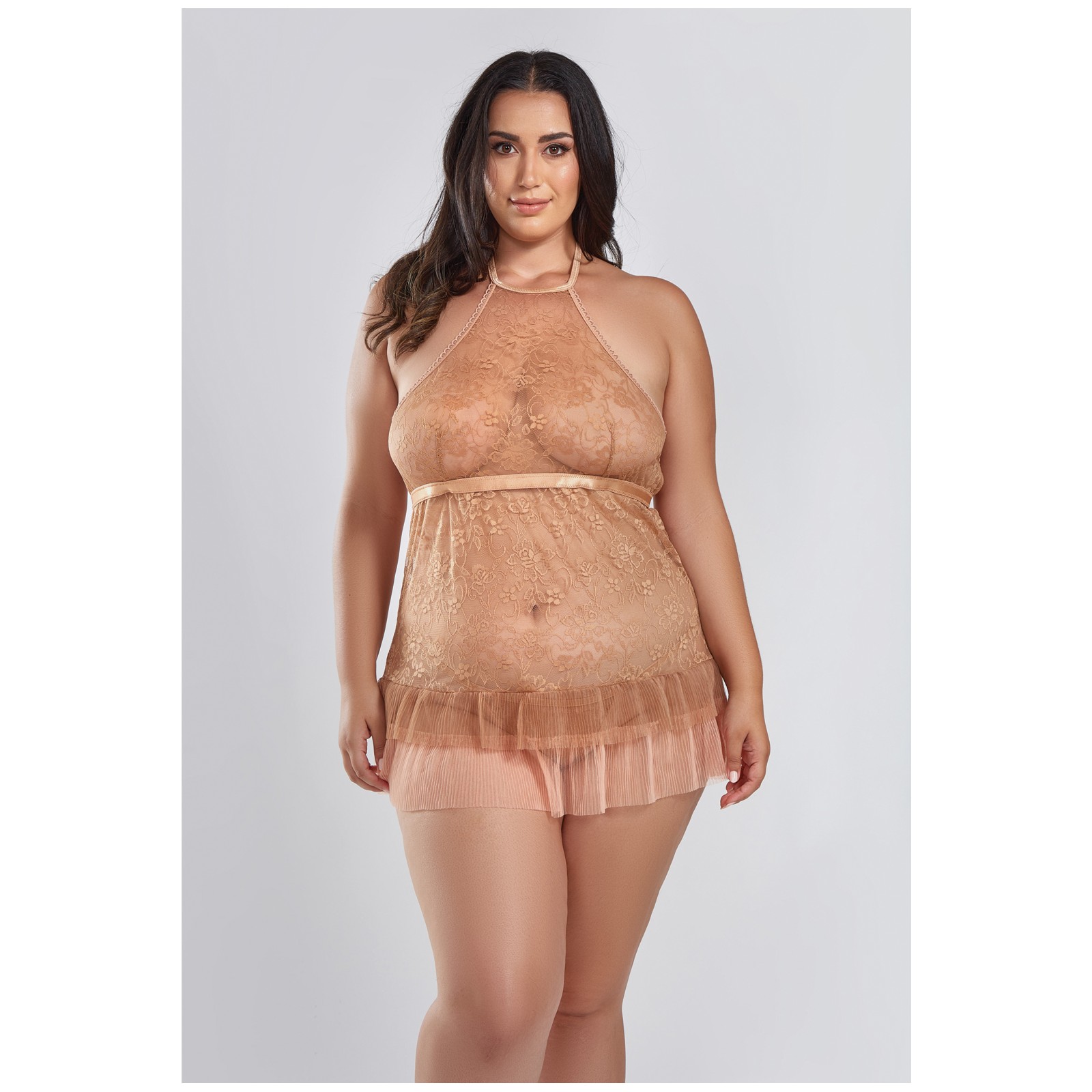 Amber Lace Babydoll with G-String for Romantic Nights