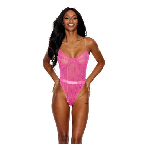 Hot Pink Mesh Underwire Teddy