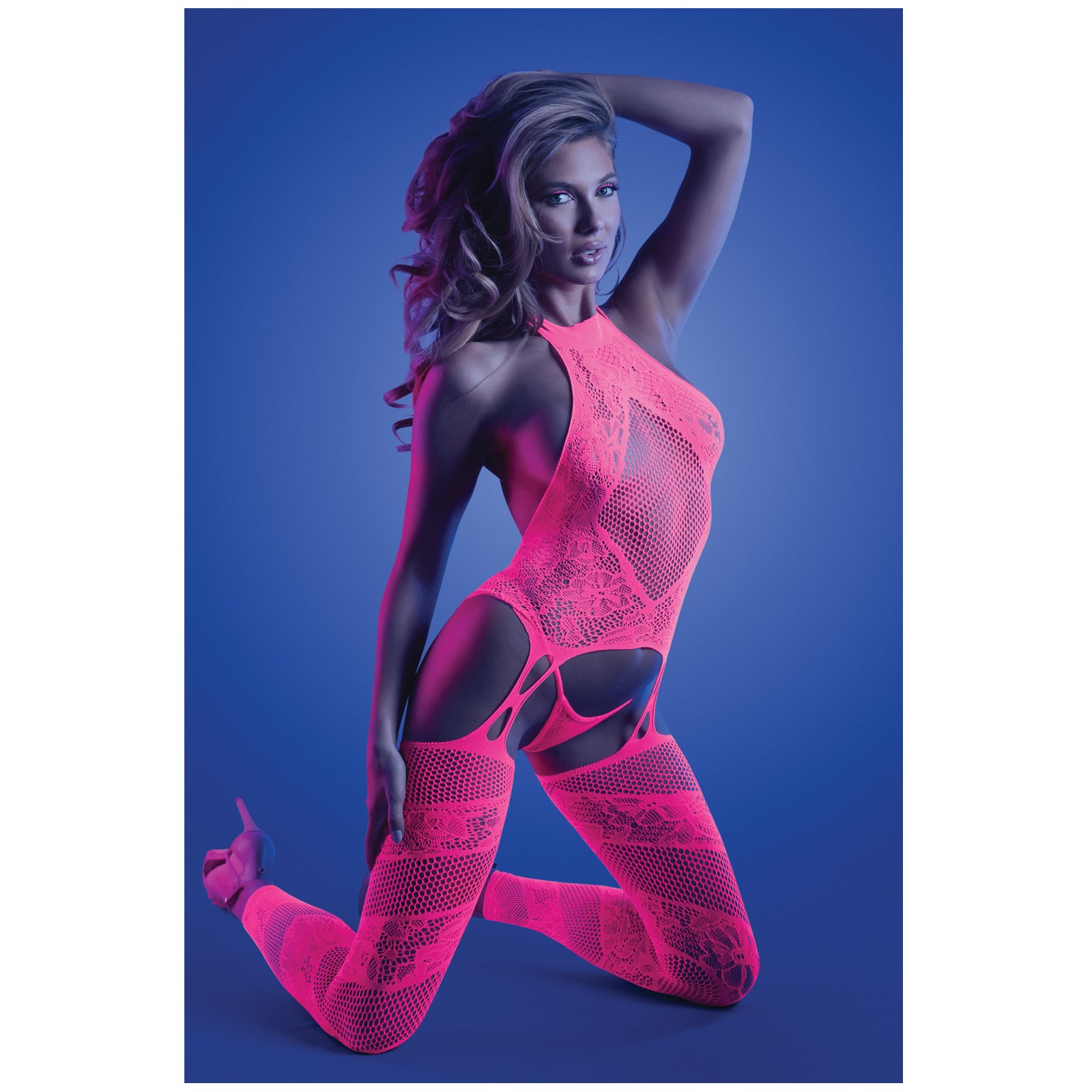 UV Reactive Halter Bodystocking & G-String Set