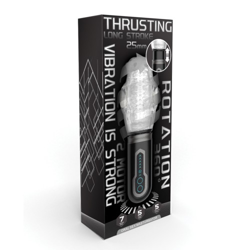 Thrusting, Vibrating & Rotating Oral Sex Masturbator Black