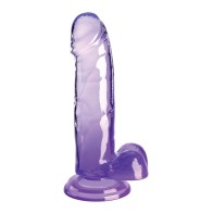 Dildo King Cock Clear de 7" con Testículos - Púrpura