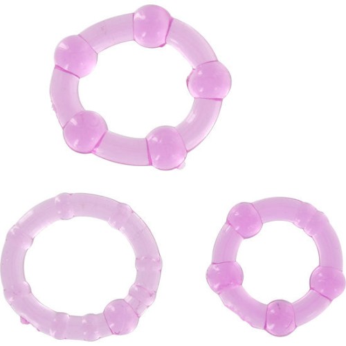 Set of Three Purple Cock Rings - Enhanced Pleasure