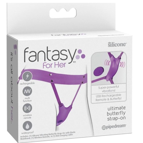 Violet Butterfly Strap-On Vibrator - Rechargeable & Remote Control