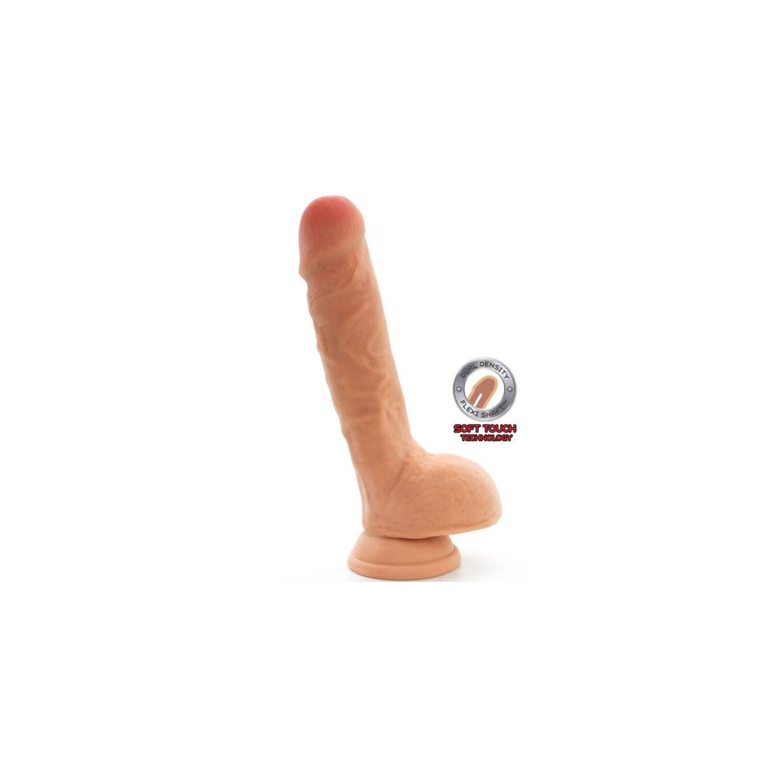 Dildo Dual Density 25.5 cm Con Testículos Natural