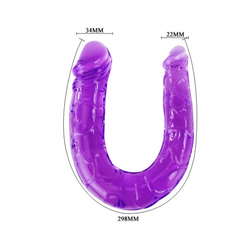 Flexible Double-Headed Lilac Jelly Dildo for Dual Pleasure