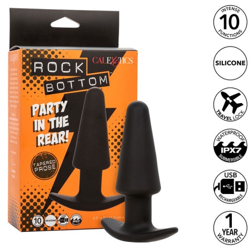 Rock Bottom Plug Anal Cónico 10 Vibraciones Silicona Negro