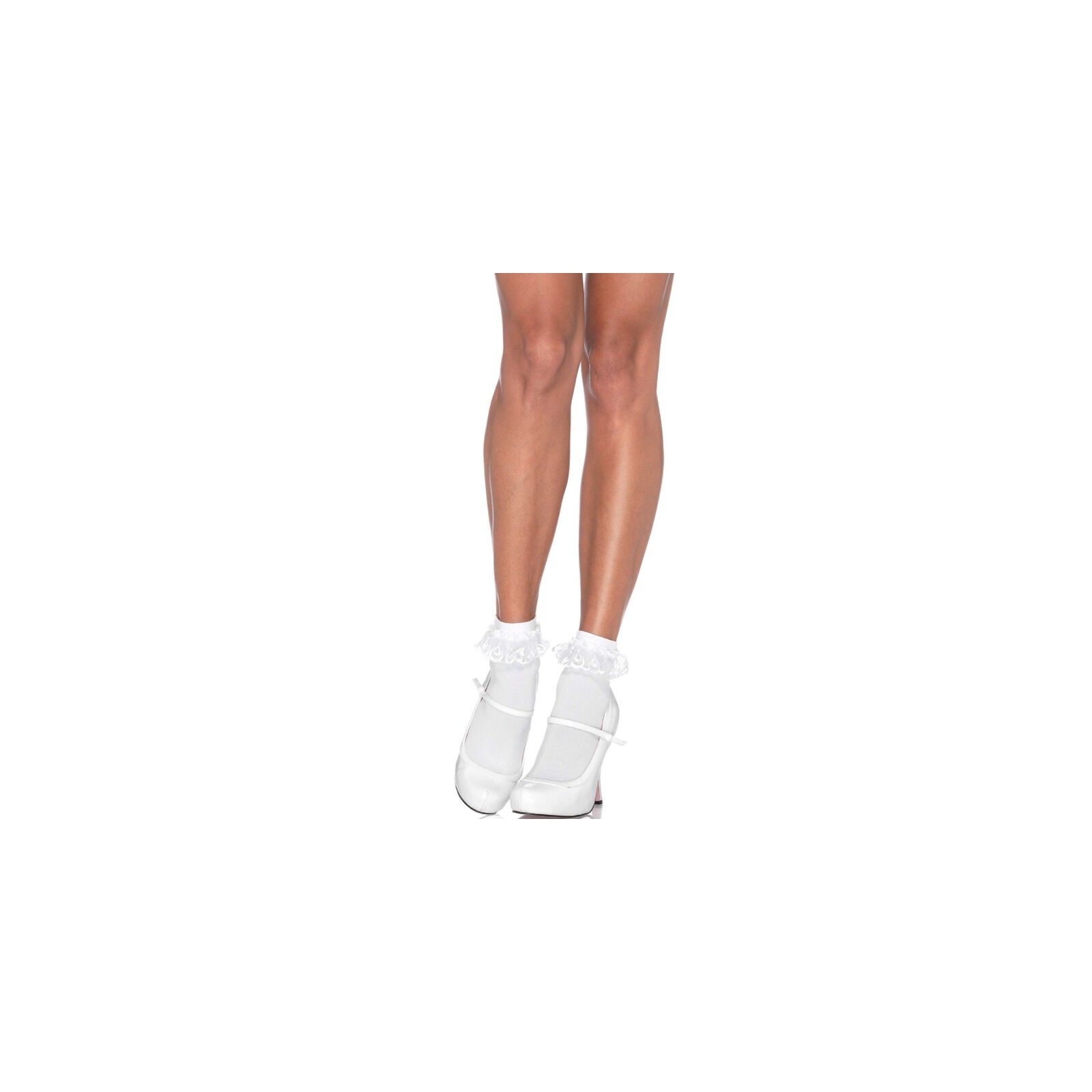 Leg Avenue Lace Cuff White Socks - Elegant and Feminine