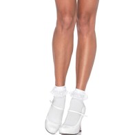 Leg Avenue Lace Cuff White Socks - Elegant and Feminine