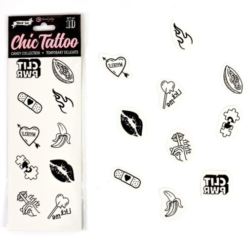 Set of 10 Temporary Tattoos for Fun Events