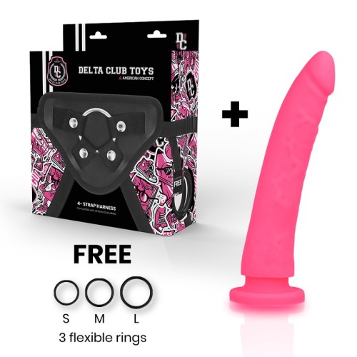 Delta Club - Harness + dildo Pink Silicone 17cm