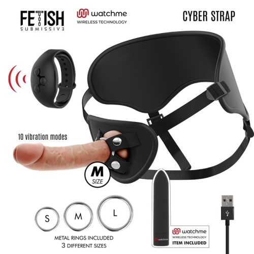 Cyber Strap - Arnes Con Dildo Y Bala Control Remoto Tecnologia Watchme M