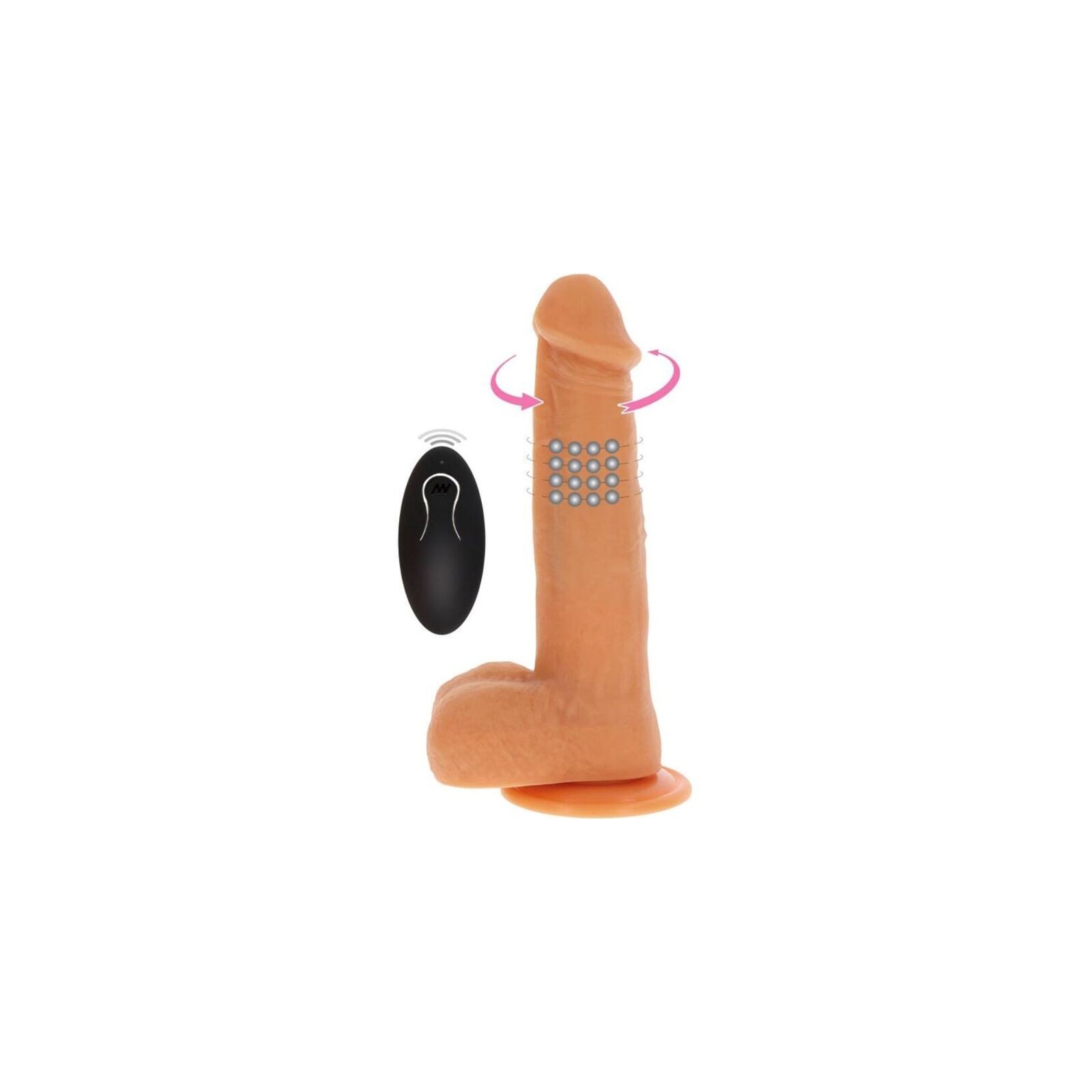 Dildo Vibrador Con Bolas Giratorias Natural