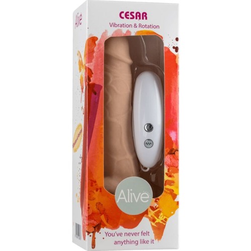 Cesar Pene Realistico Vibrador y Rotador 17.5 cm