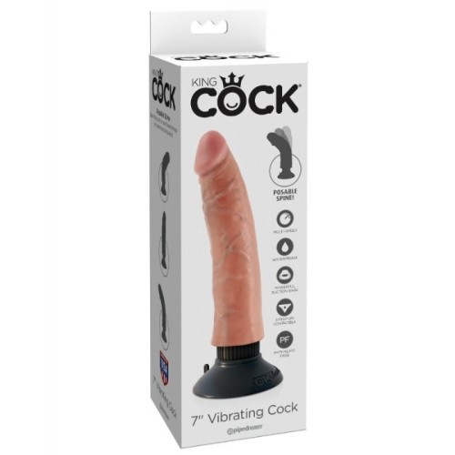 King Cock - Dildo Vibrador 17.78 Cm Natural - Placer Supremo