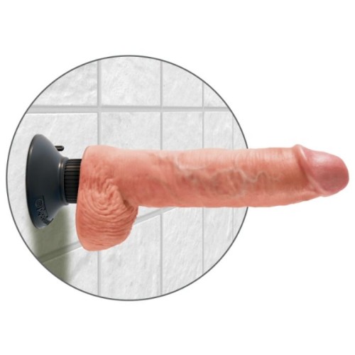 Dildo Vibrador Con Testiculos 25.5 Cm Color Natural