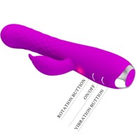 Rechargeable Rotating Vibrator with Rabbit Purple - Ultimate Sensation