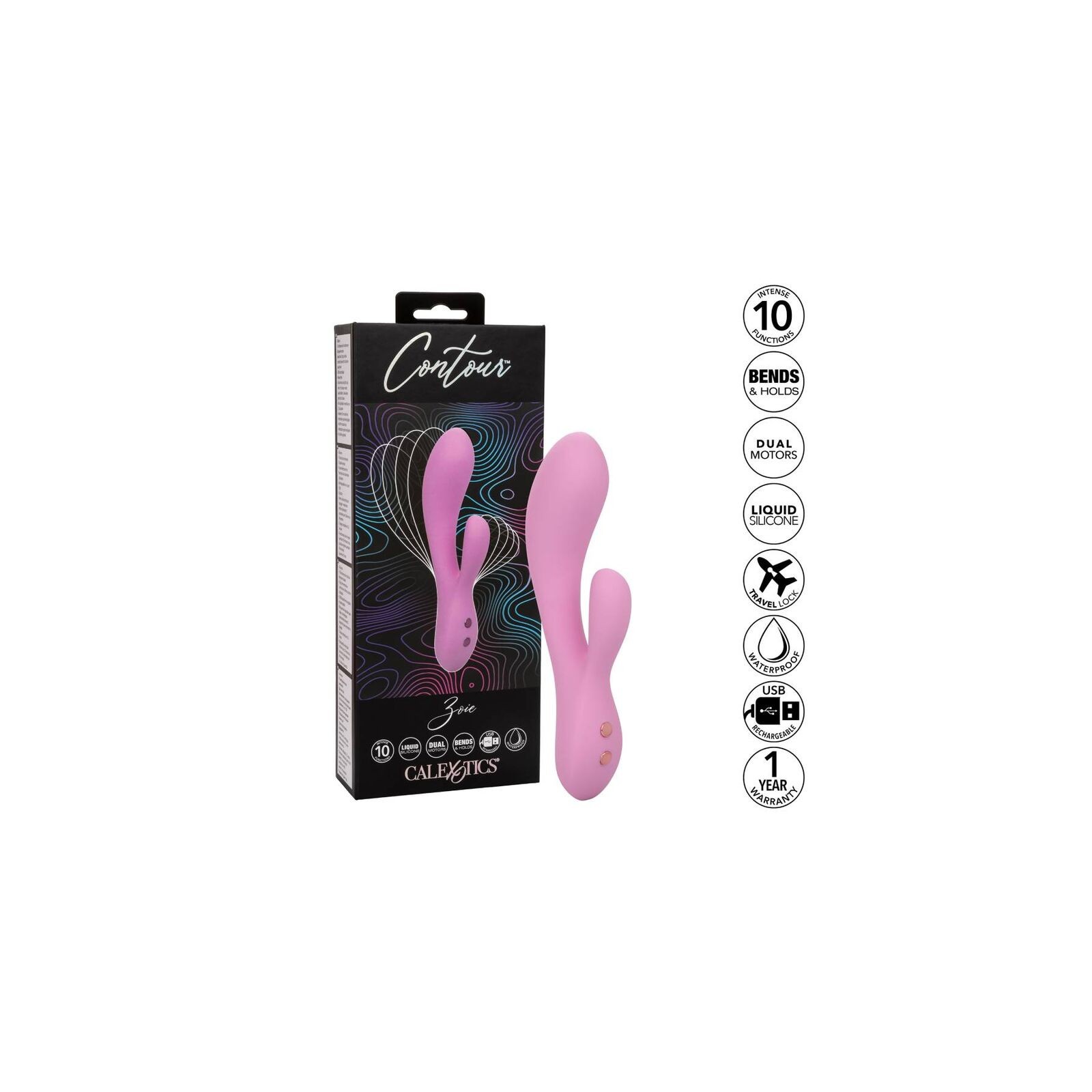 Contour Zoie Rosa - Masajeador Flexible de Punto G