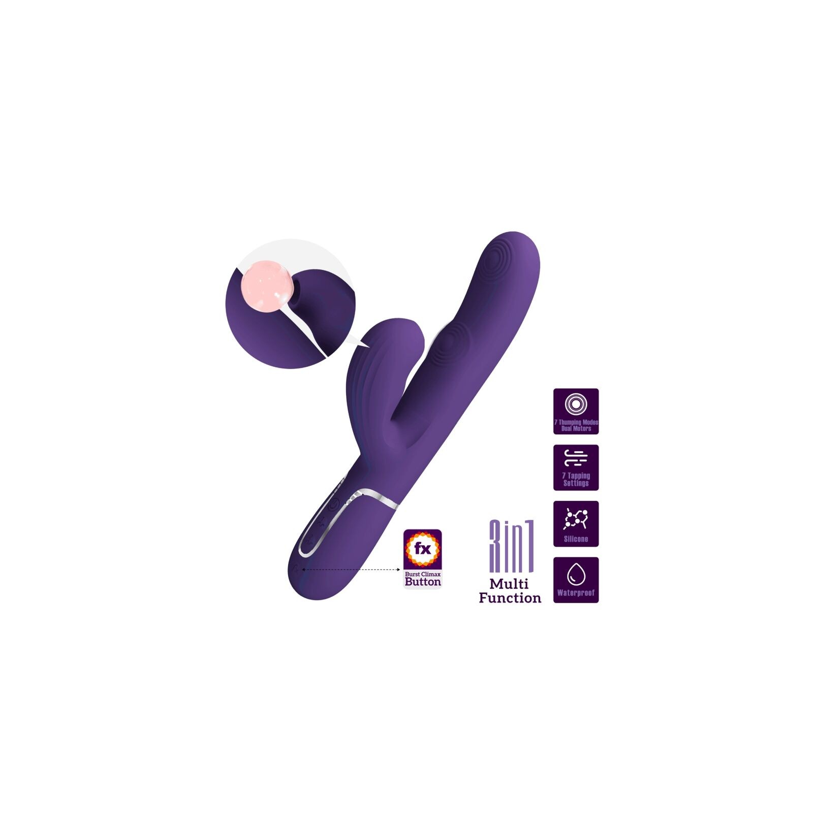 Pretty Love Perlita G-Spot Vibrator 3 in 1 Purple