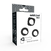 Set of 3 Black Penis Rings for Enhanced Pleasure