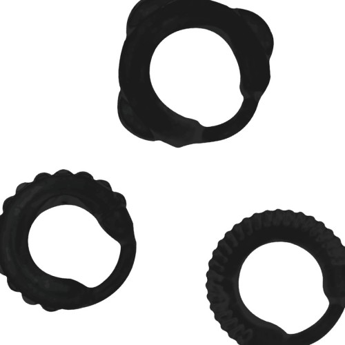 Set of 3 Black Penis Rings for Enhanced Pleasure