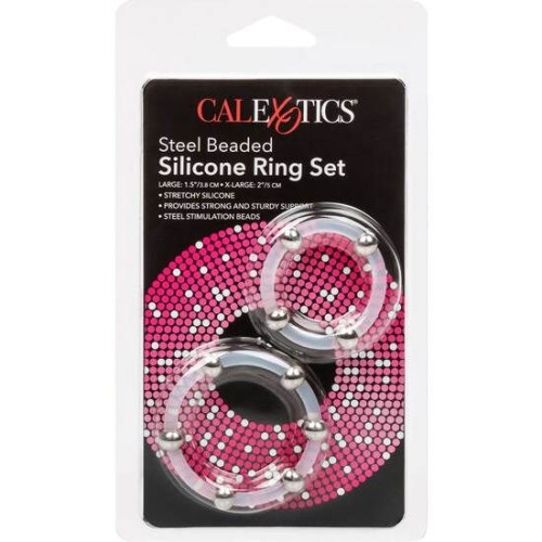 Kit De 2 Uds Anillo De Silicona Con Cuentas De Acero