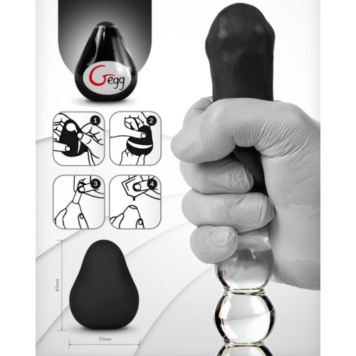 Black Textured Reusable Masturbator G-egg