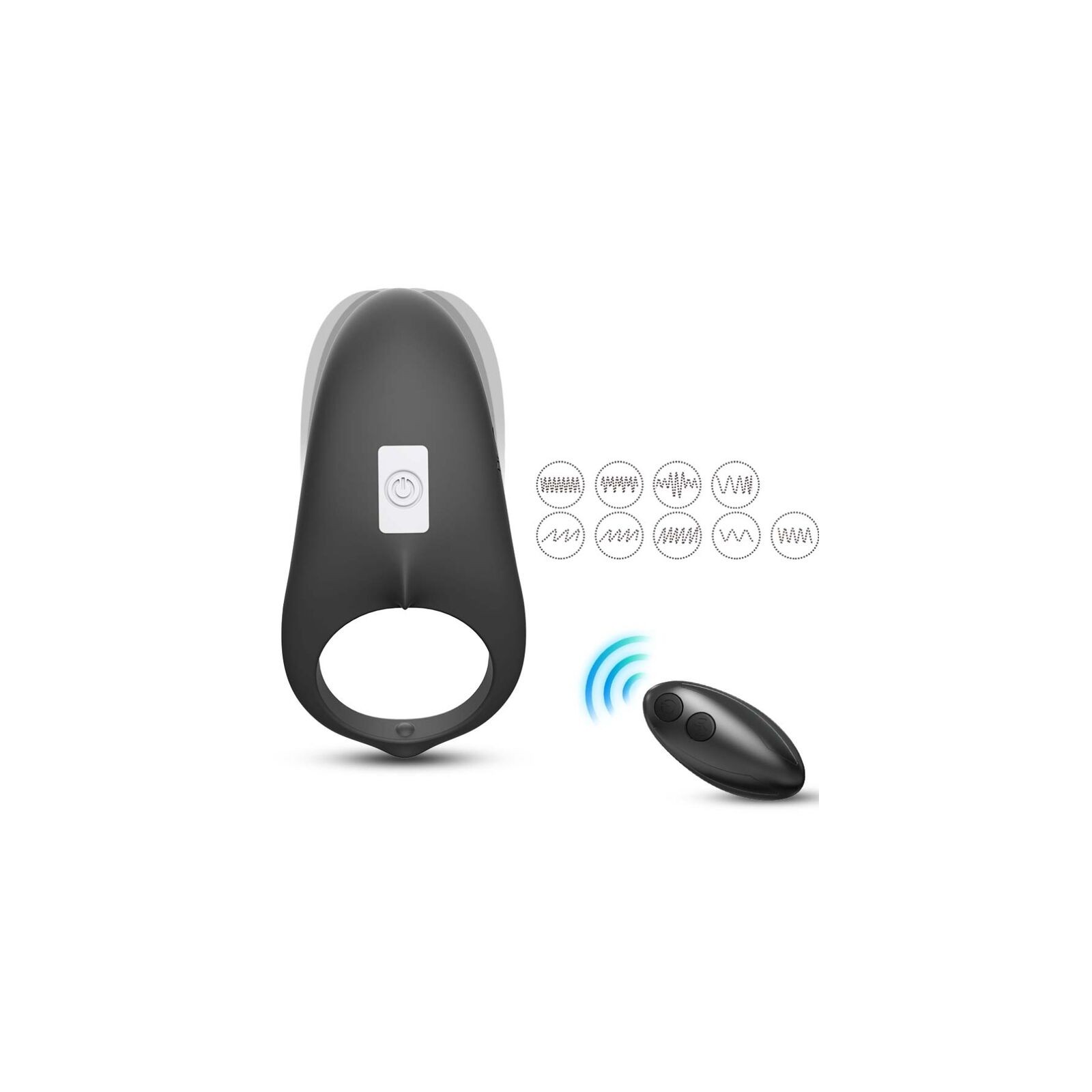 Armony Shark Couples Vibrating Ring Remote Control Black