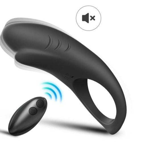 Armony Shark Couples Vibrating Ring Remote Control Black