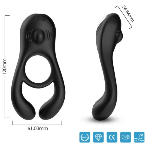 Anillo Vibrador Doble Armony Veyron Control Remoto Negro