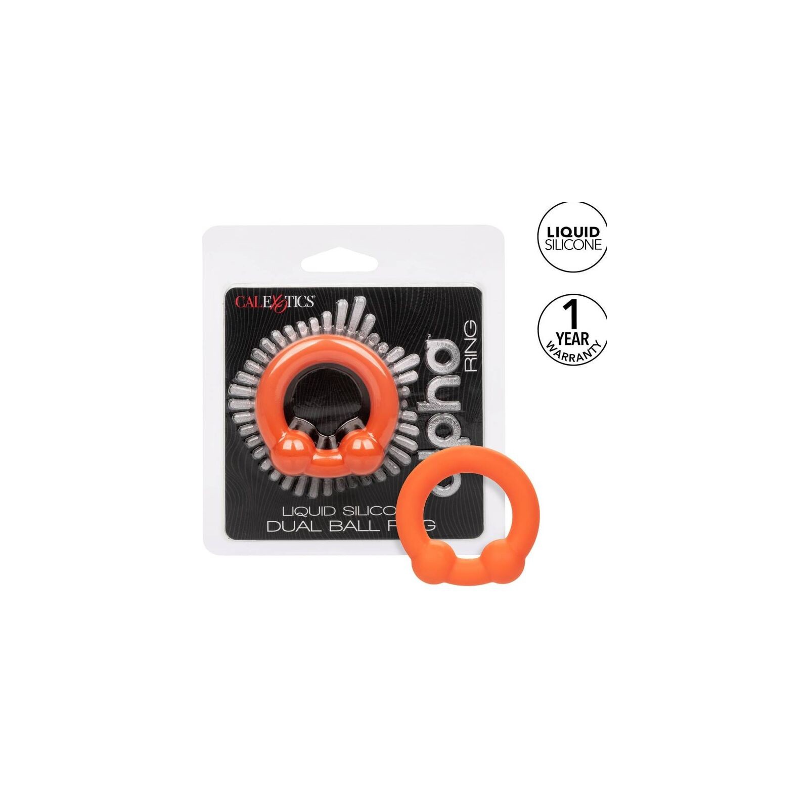 Alpha Double Ball Ring Orange - Enhance Pleasure