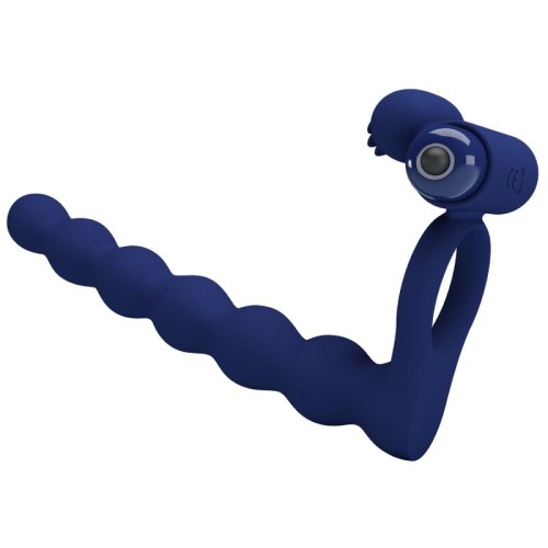 Pretty Love - Ajmal Anillo Vibrador Con Plug Azul - Aumenta el Placer