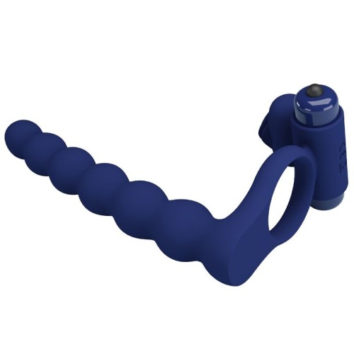 Pretty Love - Ajmal Anillo Vibrador Con Plug Azul - Aumenta el Placer