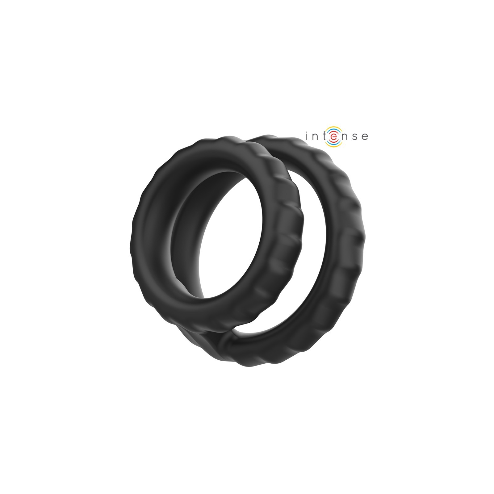 Intense - Dewey Double Penis Ring Silicone Black Model 2