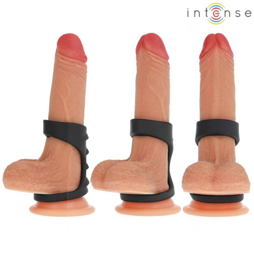 Intense Theo Anillo Doble Para Pene Silicona Negro