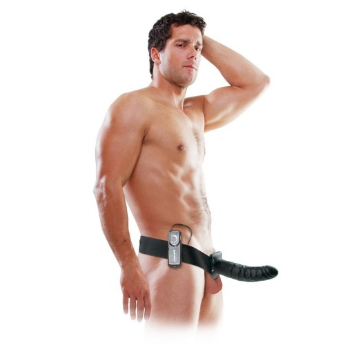 Vibrating Hollow Strap-On 19 Cm Black