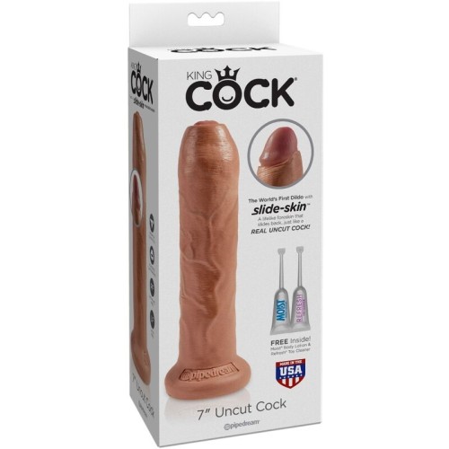 Realistic Penis with Foreskin 17.8 cm Caramel