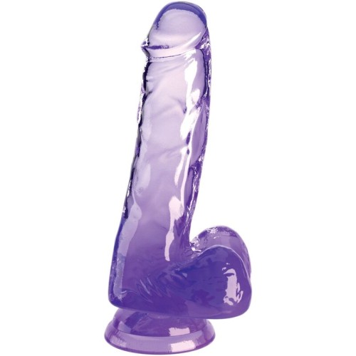 Buy King Cock Clear Realistic Penis with Testicles 13.5 Cm Purple