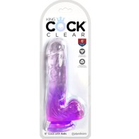 Compra Pene Realista Transparente con Testículos 13.5 Cm Morado