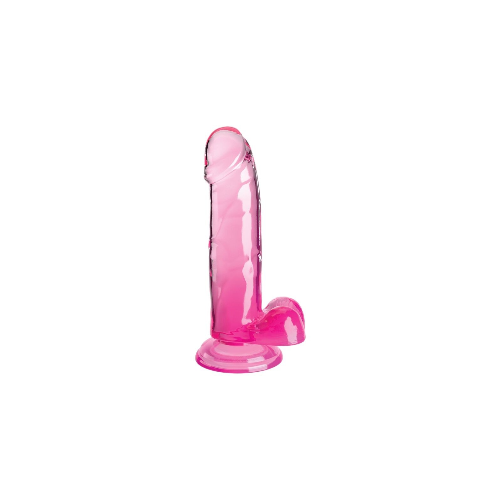 Clear Realistic Penis with Testicles 15.2cm Pink