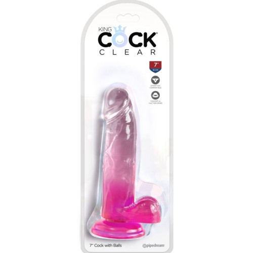 Clear Realistic Penis with Testicles 15.2cm Pink