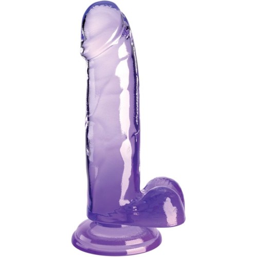 Dildo Realista Transparente Con Testículos 15.2 Cm Morado