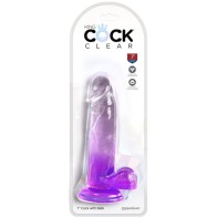 Clear Realistic Dildo with Testicles 15.2 cm Purple