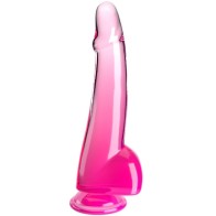 Dildo Clear con Testículos 19 cm Rosa