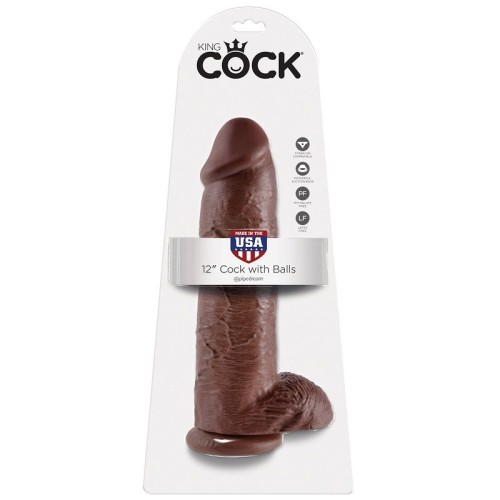 Realistic Brown Dildo 12 inch with Testicles