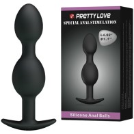 Pretty Love Silicone Anal Balls 12.5 cm - Black