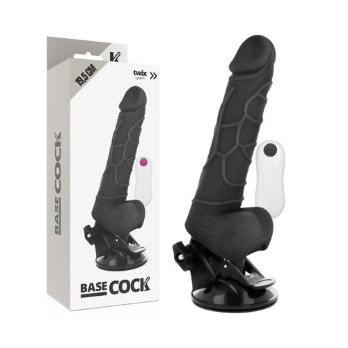 Realistic Vibrator with Remote Control Black with Testicles 19.5 cm