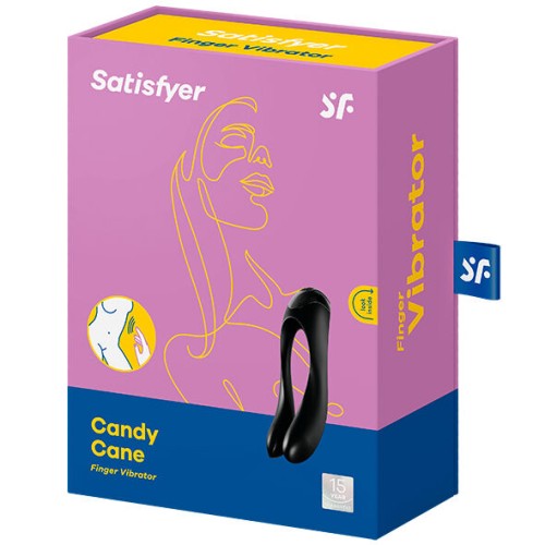 Satisfyer - Vibrador Dedo Candy Cane Negro